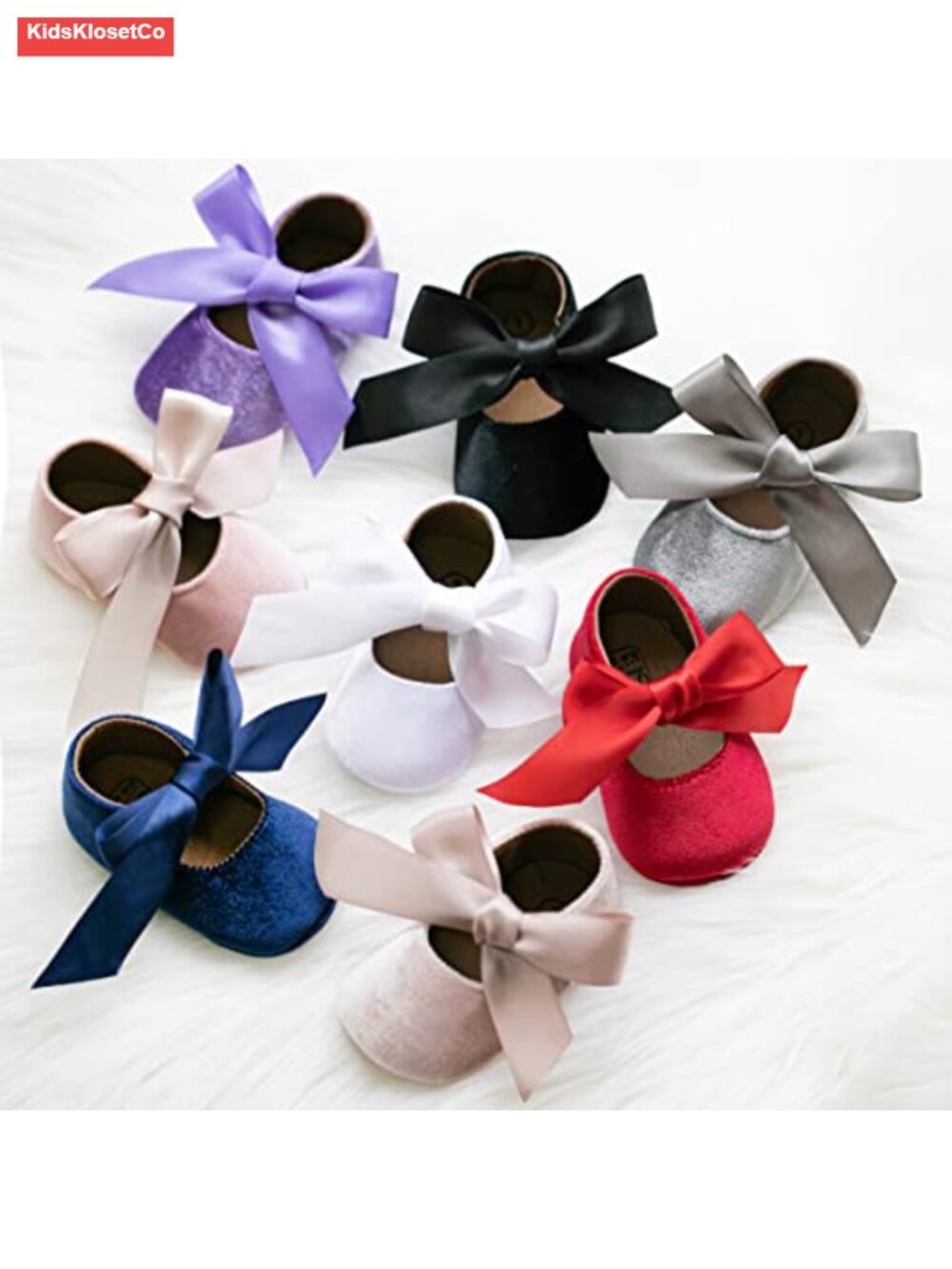 Baby Girl Mary Jane Flats Velvet Upper Non-Slip Ballet Slippers - Picture 2 of 6
